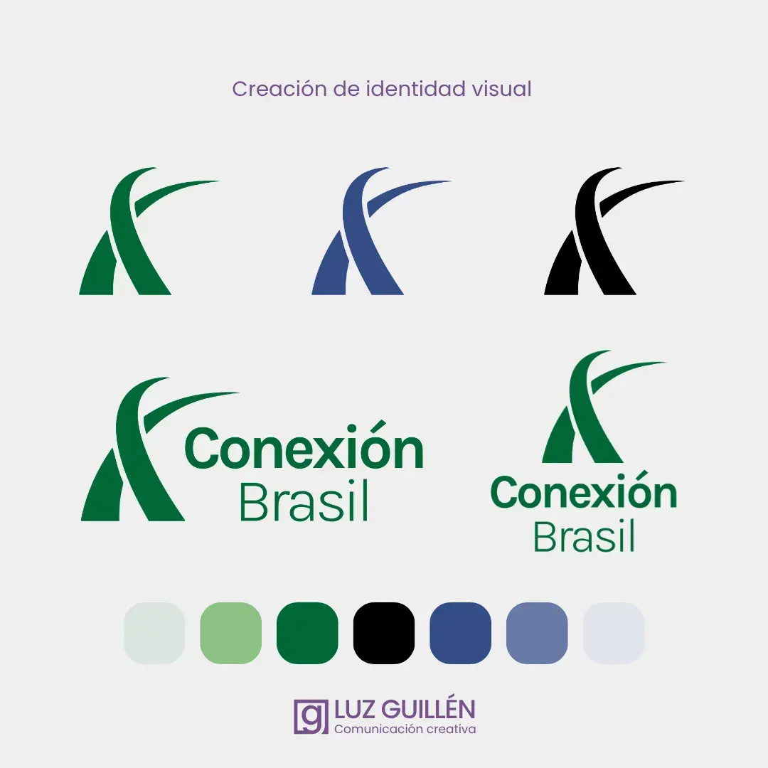 Isologotipo de Conexión Brasil con sus versiones de color y paleta