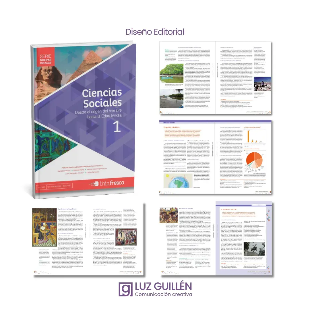 Tapa y páginas interiores del libro Ciencias Sociales 1 de Tinta Fresca
