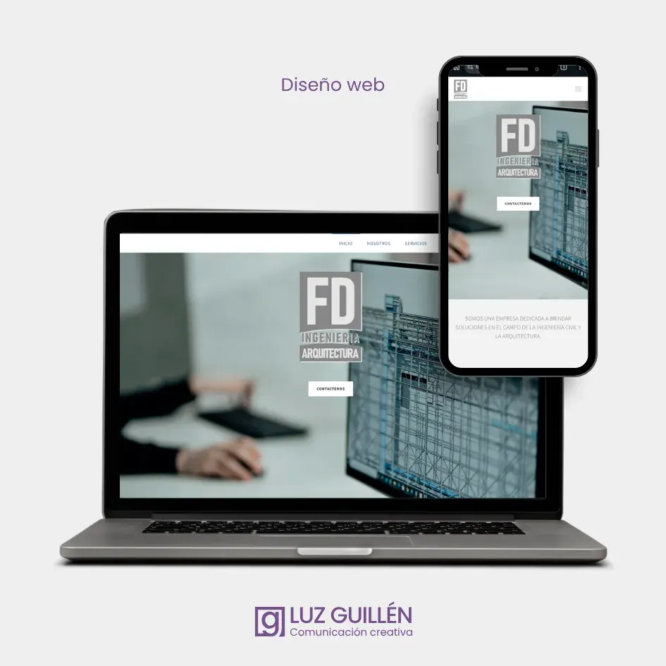 Sitio web de FD Ingeniería y Arquitectura visto en laptop y celular