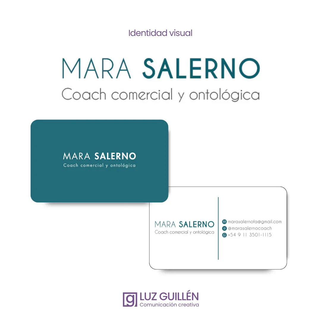 Logotipo de Mara Salerno y tarjetas personales